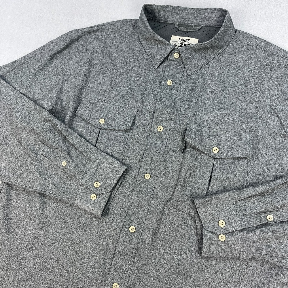 Zero Foxtrot F'in Soft Daily Shirt Mens L Gray Long Sleeve Vented Utility NICE